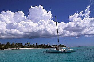 Boat anchored off in Saona Island.