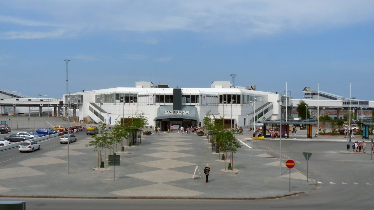 The ferry terminal in the harbour