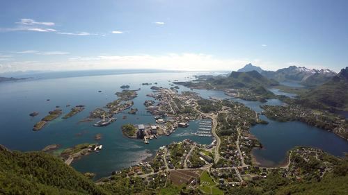 Svolvær in Lofoten, Norway. View from Svolværgeita