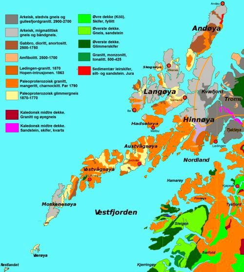 Geological map of Lofoten and Vesterålen