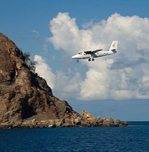 Plane Landing at Canouan.