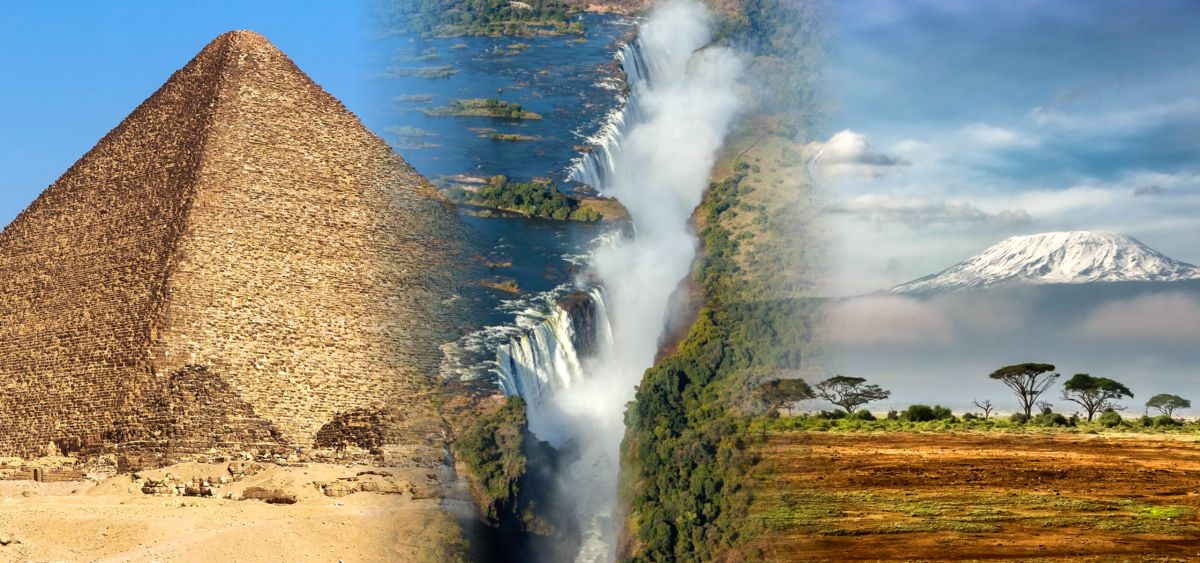 Africa: Great Pyramid of Giza, Victoria Falls, Mount Kilimanjaro