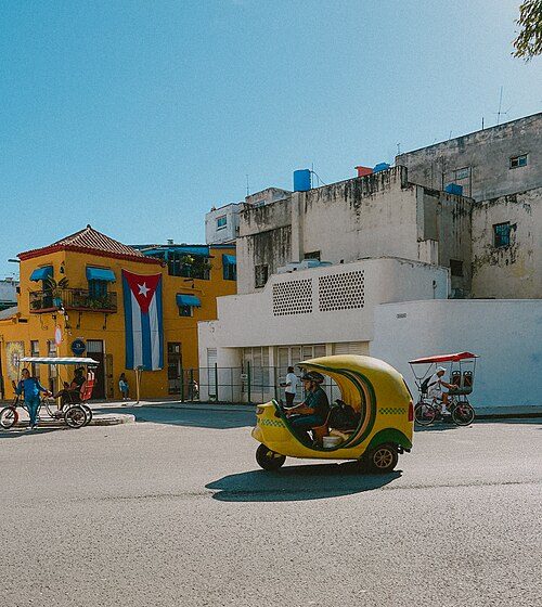 A cocotaxi in Havana, a typical kind of vehicle tourists take for transport