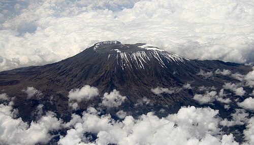 An aerial view of Mount Kilimanjaro in the year 2009