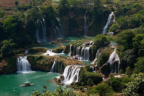 Ban Gioc Falls Giant Waterfalls located in Northern Vietnam