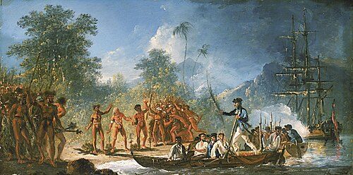 James Cook landing at Tanna island, c. 1774