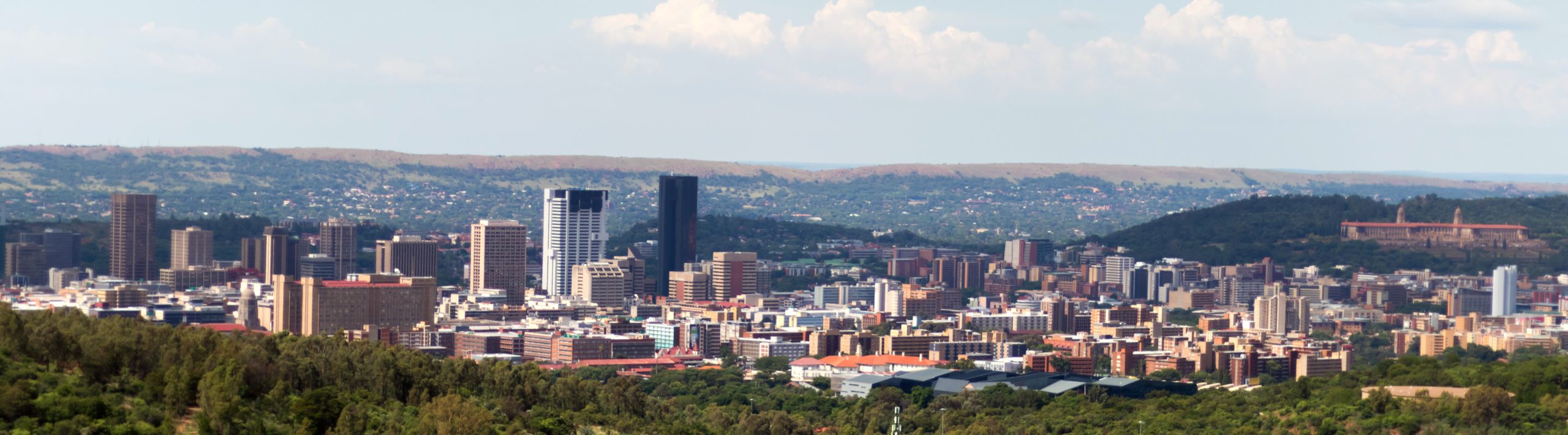Een panoramisch uitzicht op de skyline van Pretoria