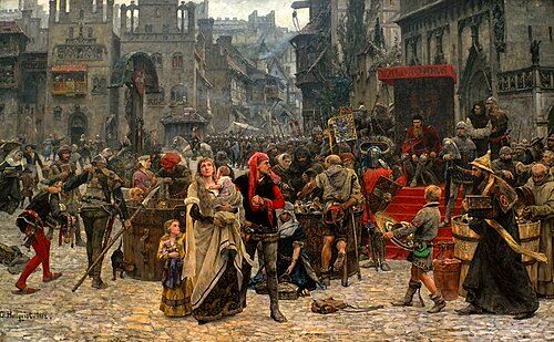 Valdemar Atterdag holding Visby to ransom, 1361, by Carl Gustaf Hellqvist (1851–1890).