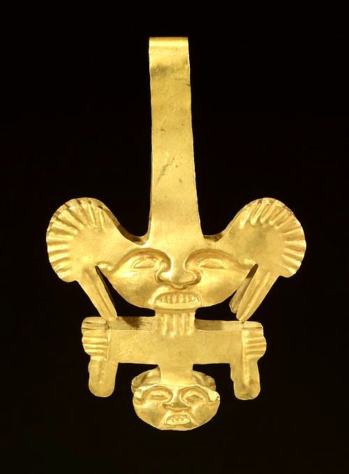 Calima culture gold ceremonial tweezers from Walters Art Museum.
