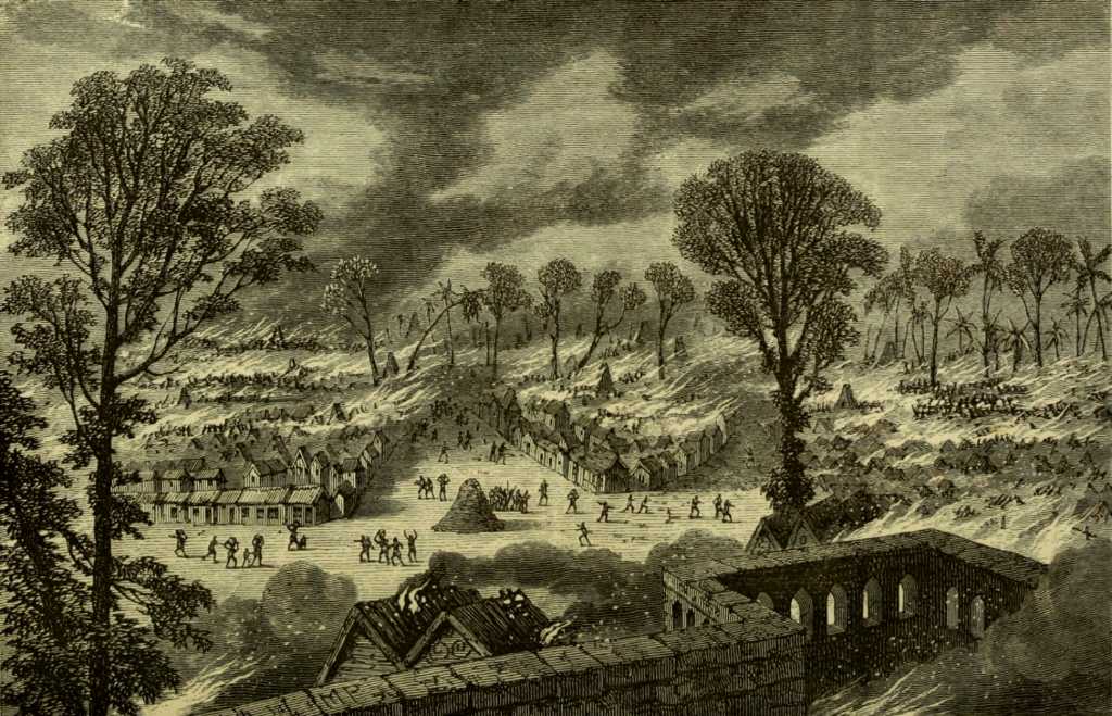 Burning of Kumasi in 1874 depicted by Henry Morton Stanley