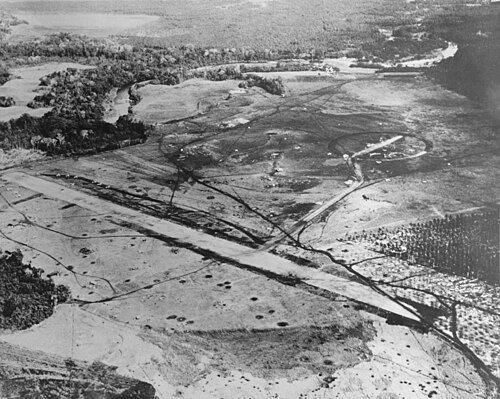 Henderson Field on Guadalcanal in late August 1942, soon after Allied aircraft began operating out of the airfield