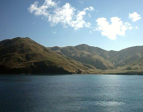 The Marlborough Sounds as seen from the Wellington-Picton ferry.