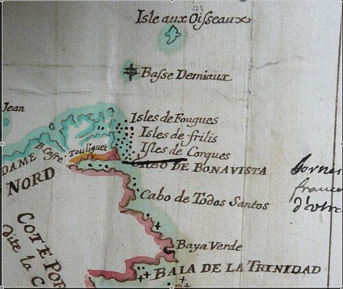 French Map (1713) of northeast Newfoundland showing Fogo Island ("Isles de Fougues") - National Archives of The United Kingdom, MPF1/225